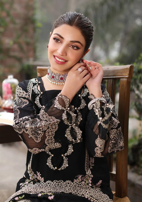 KAHF - 3PC LAWN EMBROIDERED SHIRT WITH COTTON NET EMBROIDERED DUPATTA AND TROUSER - KFL-06 NOOR
