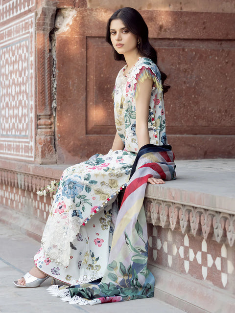 Bin Ilyas - Luxury Lawn Embroidered 3 Piece Unstitched - 2081-A