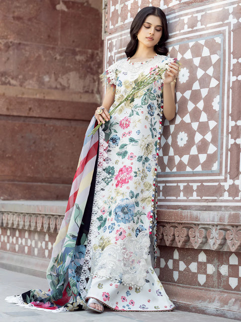 Bin Ilyas - Luxury Lawn Embroidered 3 Piece Unstitched - 2081-A