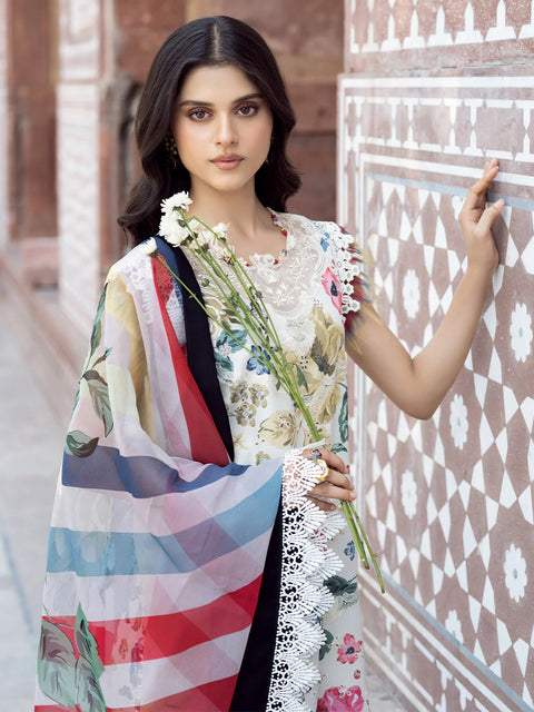 Bin Ilyas - Luxury Lawn Embroidered 3 Piece Unstitched - 2081-A