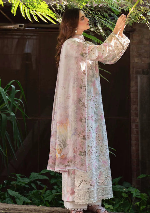 Maria b - 3 Piece Unstitched Embroidered Lawn Suit : Printkari