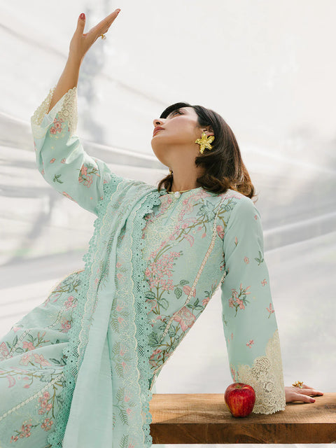 BIN ILYAS LUXURY LAWN- 3PCS Embroidered Lawn Suits Unstitched -233 - B