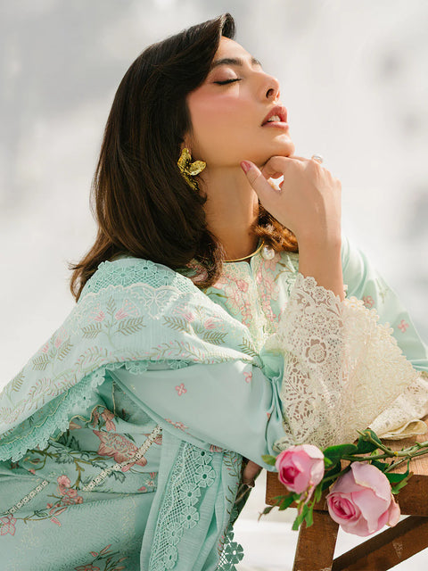 BIN ILYAS LUXURY LAWN- 3PCS Embroidered Lawn Suits Unstitched -233 - B