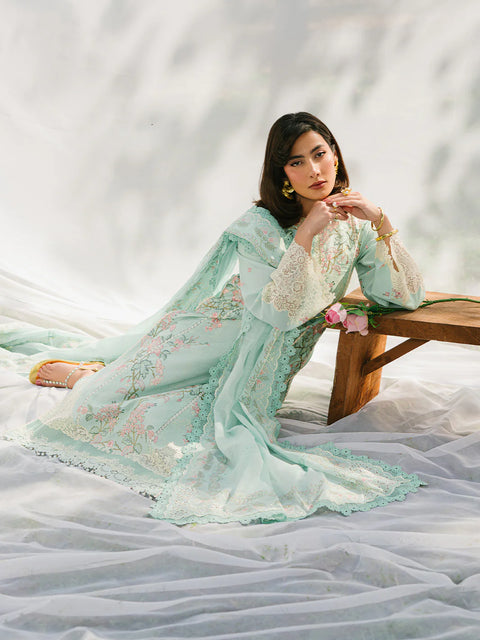BIN ILYAS LUXURY LAWN- 3PCS Embroidered Lawn Suits Unstitched -233 - B
