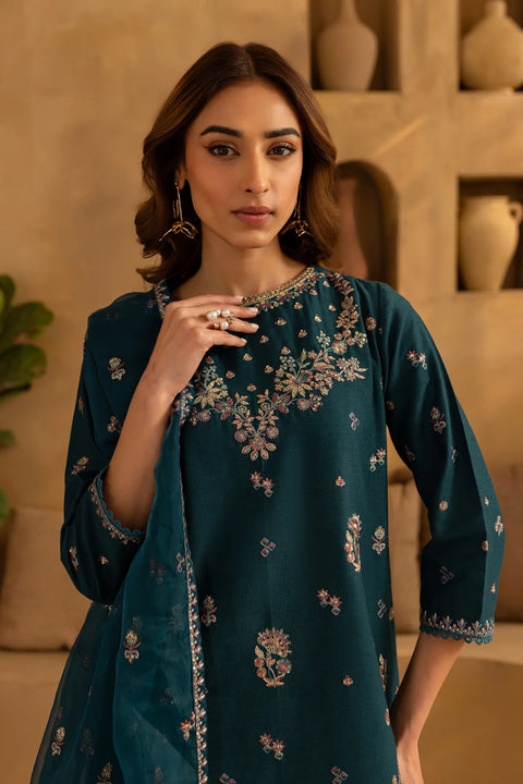 BATIK -  3PC Lawn Embroidered SHIRT WITH CHIFFON Embroidered DUPATTA AND TROUSER - BTK-2313B