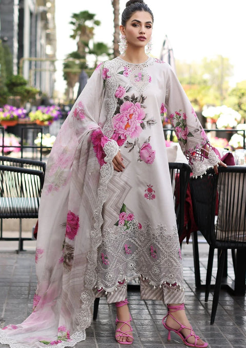CHARIZMA  - 3PC SILK EMBROIDERED SHIRT WITH SILKD EMBROIDERED DUPATTA AND TROUSER - KPR-22