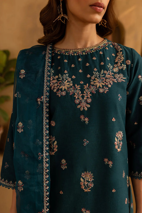 BATIK -  3PC Lawn Embroidered SHIRT WITH CHIFFON Embroidered DUPATTA AND TROUSER - BTK-2313B