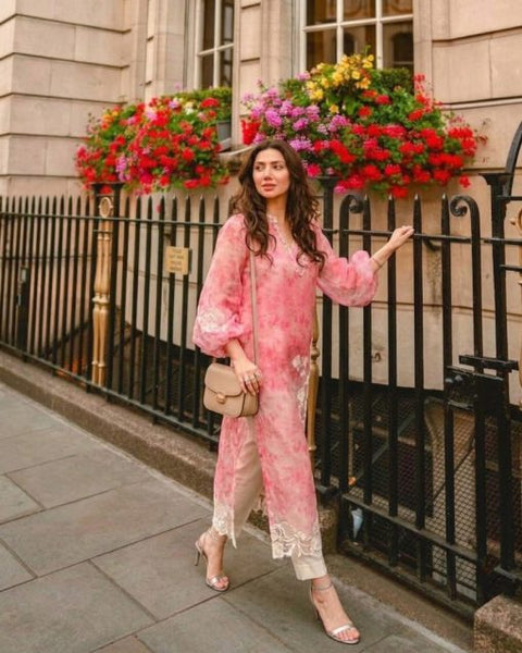 Poshkari Luxury Organza Embroidered 3Pc Unstitched Suit Maira Khan PA-109
