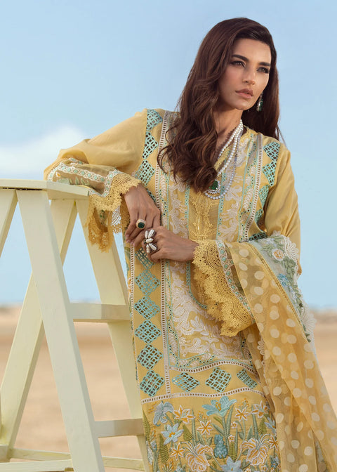 Crimson Embroidered Lawn Suits Unstitched 3 Piece YL 5B Seafoam - Luxury Collection