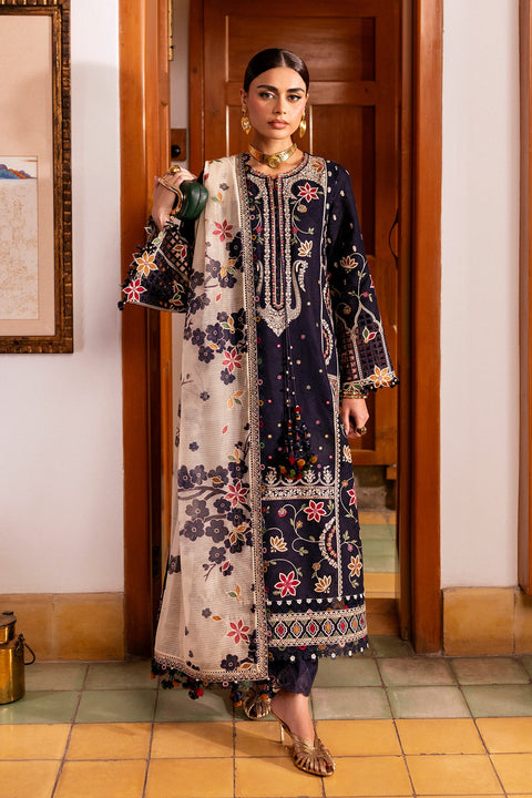 Jazmin - 3-piece luxury unstiched embroidered dress- dhannk dress with  Shawl  (SL26-D07)