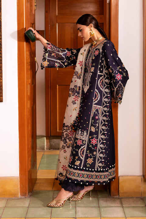 Jazmin - 3-piece luxury unstiched embroidered dress- dhannk dress with  Shawl  (SL26-D07)