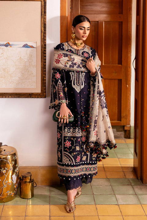 Jazmin - 3-piece luxury unstiched embroidered dress- dhannk dress with  Shawl  (SL26-D07)