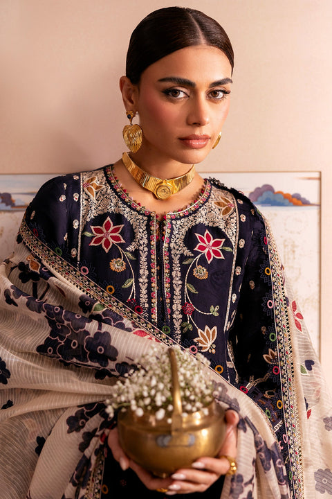 Jazmin - 3-piece luxury unstiched embroidered dress- dhannk dress with  Shawl  (SL26-D07)