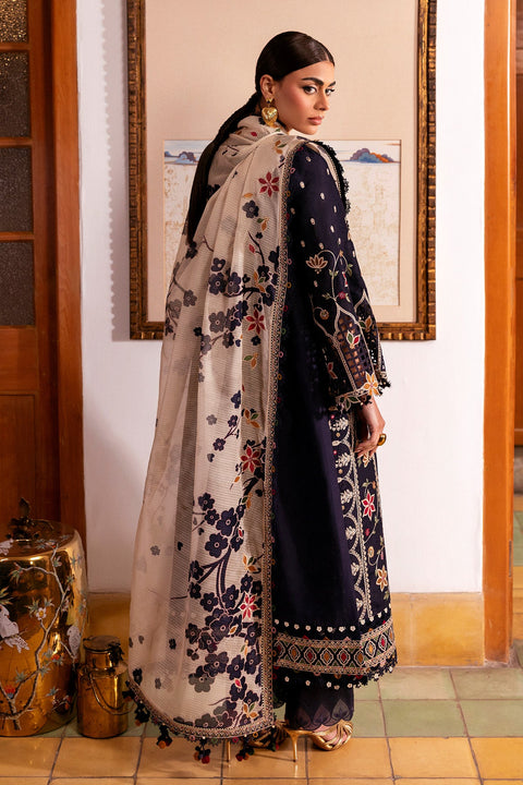 Jazmin - 3-piece luxury unstiched embroidered dress- dhannk dress with  Shawl  (SL26-D07)