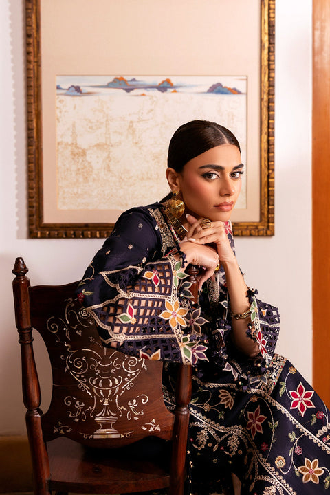 Jazmin - 3-piece luxury unstiched embroidered dress- dhannk dress with  Shawl  (SL26-D07)