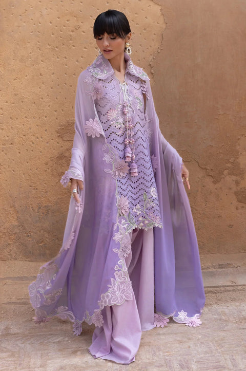 Crimson - Luxury Lawn Embroidered 3 Piece Unstitched- OMBRE LOVE - D8B