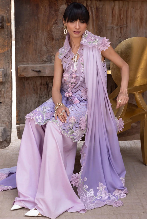 Crimson - Luxury Lawn Embroidered 3 Piece Unstitched- OMBRE LOVE - D8B