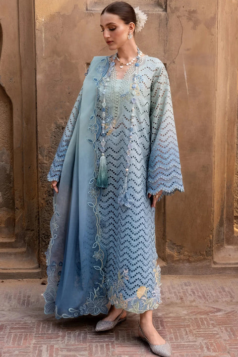 Crimson - Luxury Lawn Embroidered 3 Piece Unstitched- OMBRE LOVE - D8A