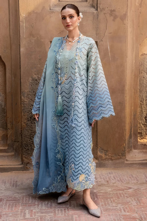 Crimson - Luxury Lawn Embroidered 3 Piece Unstitched- OMBRE LOVE - D8A