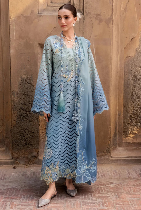 Crimson - Luxury Lawn Embroidered 3 Piece Unstitched- OMBRE LOVE - D8A