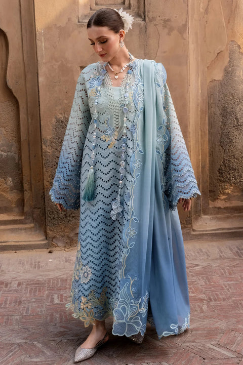 Crimson - Luxury Lawn Embroidered 3 Piece Unstitched- OMBRE LOVE - D8A