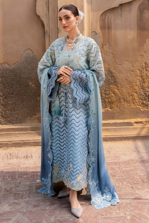 Crimson - Luxury Lawn Embroidered 3 Piece Unstitched- OMBRE LOVE - D8A