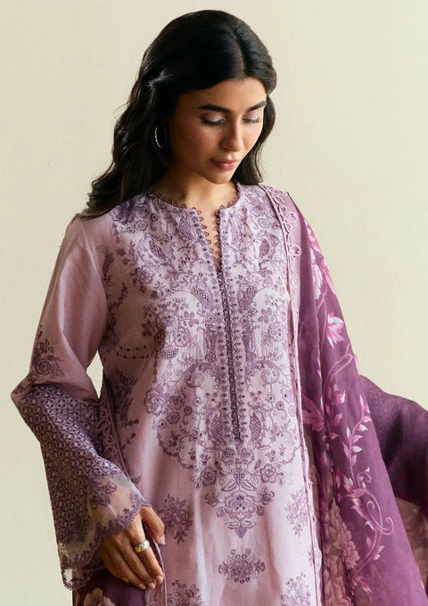Zara Shahjahan - 3PC DHANAK EMBROIDERED SHIRT WITH PRINTED SHAWL AND TROUSER - KPR-Quince-D5