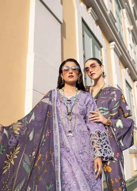 MUSHQ - 3PC DHANAK EMBROIDERED SHIRT WITH TWILL PRINTED SHAWL AND TROUSER - KPR123