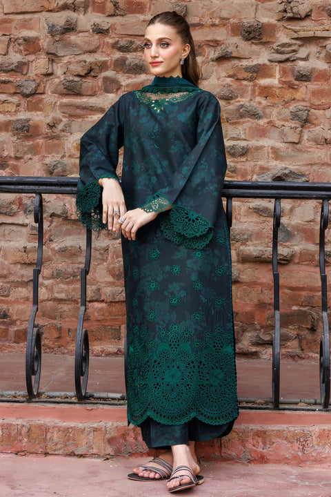 FARASHA - 3PC LAWN EMBROIDERED SHIRT WITH MANAAR PRINTED DUPATTA AND TROUSER - Periveil