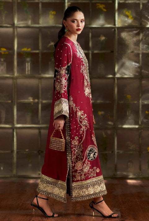 ETHNC Luxury Raw Silk Embroidered 3Pc Unstitched Suit PA-164