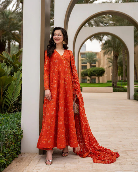 FAIZA SAQLAIN - 3PC LAWN EMBROIDERED SHIRT WITH Denisa Chunri Duppatta