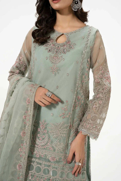 MARIA B - 3PC LAWN CUTWORK EMBROIDERED SHIRT WITH EMBROIDERED DUPATTA AND TROUSER - 10001