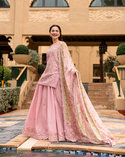 Faiza Saqlain Aya Luxury Lawn Collection - ASJA - Tea Pink