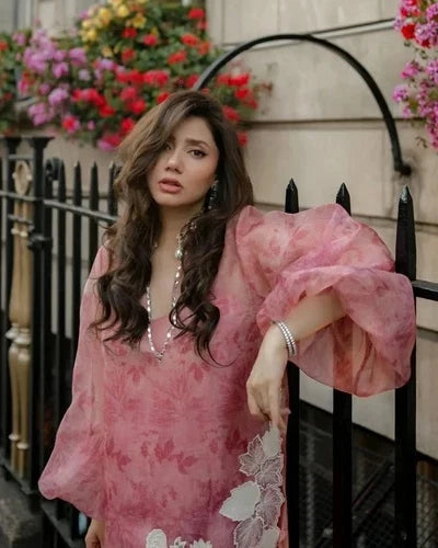 Poshkari Luxury Organza Embroidered 3Pc Unstitched Suit Maira Khan PA-109