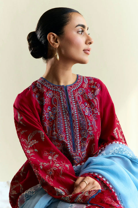 ZARA SHAJAHAN - 3PC LAWN EMBROIDERED SHIRT WITH EMBROIDEREDDUPATTA AND TROUSER -KPR2311