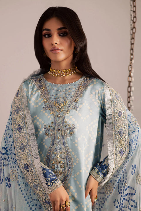 NUREH - 3PC LAWN EMBROIDERED SHIRT WITH MANAAR PRINTED DUPATTA AND TROUSER - NP-698