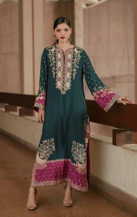ETHNIC Luxury Silk Embroidered 3Pc Unstitched Suit PA 0076