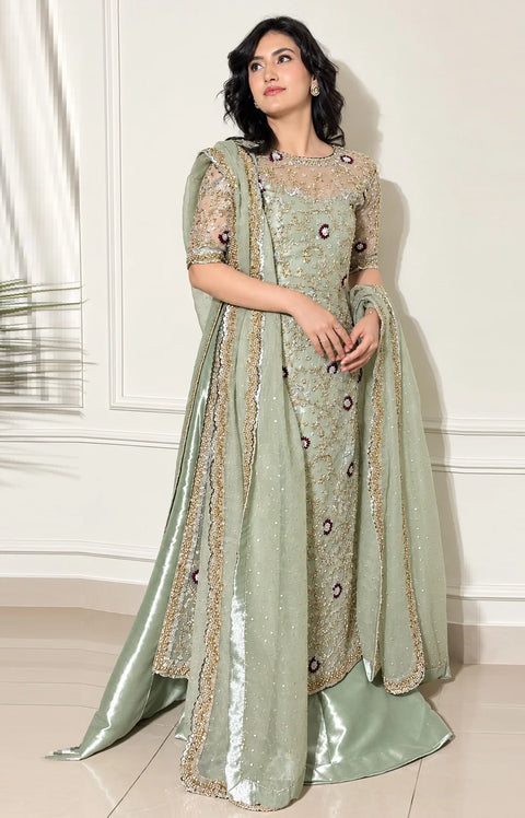 Haris shakeel Luxury Sheesha Silk Embroidered 3Pc Unstitched Suit PA-165
