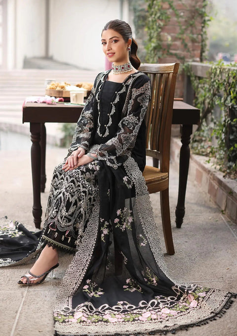 KAHF - 3PC LAWN EMBROIDERED SHIRT WITH COTTON NET EMBROIDERED DUPATTA AND TROUSER - KFL-06 NOOR