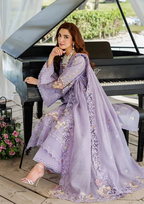 Elaf Luxury Lawn Unstitched Embroidered Collection with Cottom net Dupatta - PARIS HUES