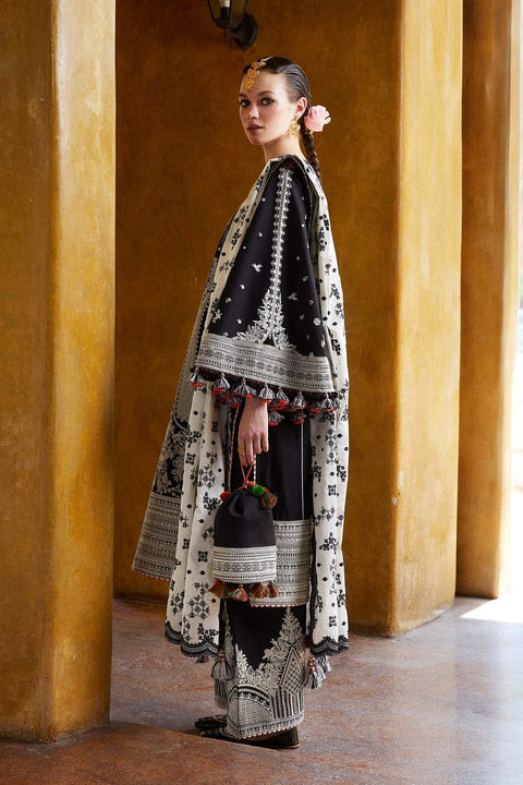 Hussainrehar - 3-piece luxury unstiched embroidered dress- (Shams)