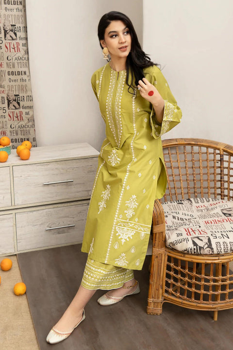 URGE - 3PC DHANAK EMBROIDERED SHIRT WITH DHANAK PRINTED SHAWL AND EMBROIDERED TROUSER - KPR1597