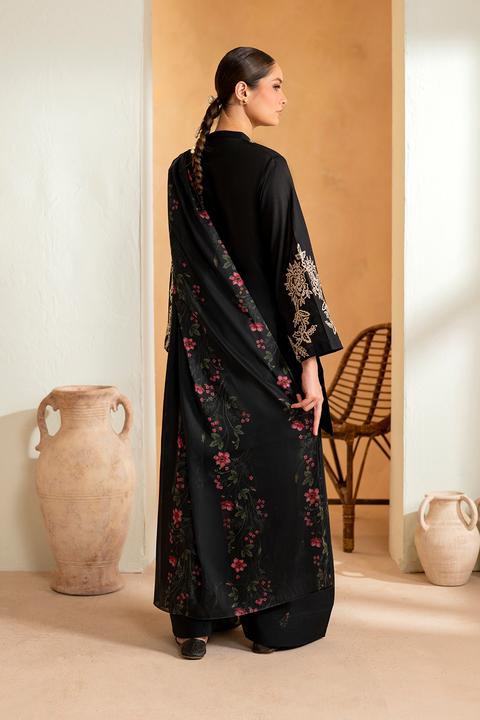 IZNIK - 3PC DHANAK EMBROIDERED SHIRT WITH DHANAK EMBROIDERED SHAWL AND TROUSER - UE-476