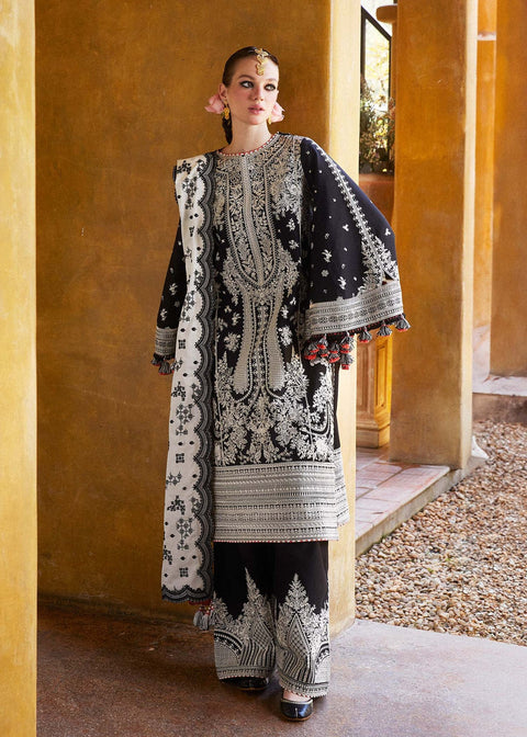 Hussainrehar - 3-piece luxury unstiched embroidered dress- (Shams)