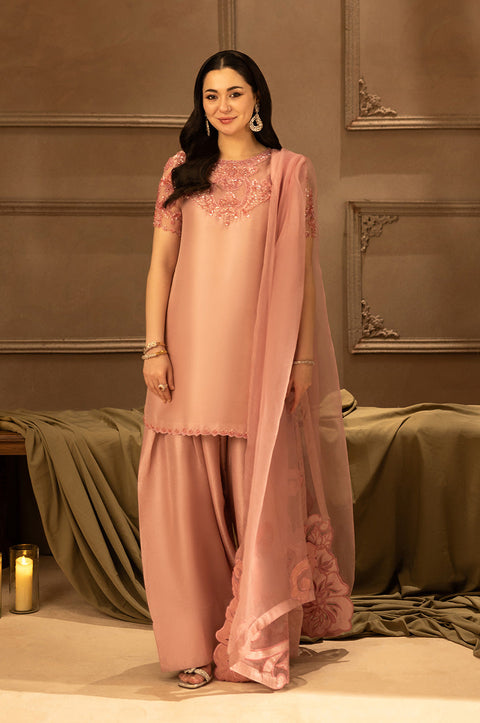 Murk - 3PC LUXURY SILK EMBROIDERED FRONT WITH EMBROIDERED DUPATTA AND TROUSER - BELLA