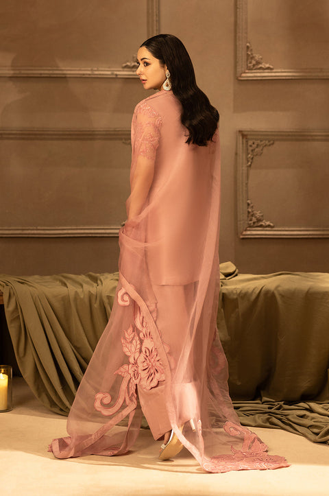 Murk - 3PC LUXURY SILK EMBROIDERED FRONT WITH EMBROIDERED DUPATTA AND TROUSER - BELLA