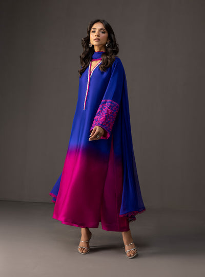 Zainab Chottani - 3 Piece Unstitched Embroidered and Printed SIlk Suit | MPT-SL1