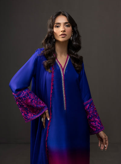 Zainab Chottani - 3 Piece Unstitched Embroidered and Printed SIlk Suit | MPT-SL1