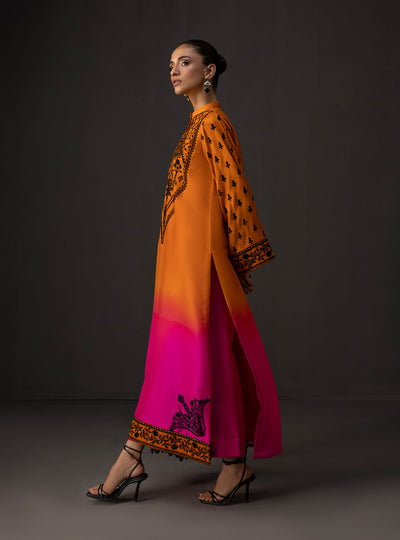 Zainab Chottani - 3 Piece Unstitched Embroidered and Printed SIlk Suit | MPT- Sunset Sorbet
