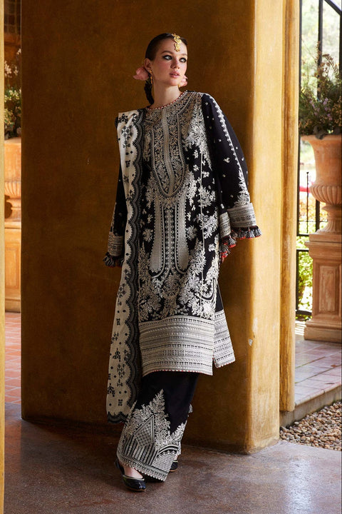 Hussainrehar - 3-piece luxury unstiched embroidered dress- (Shams)